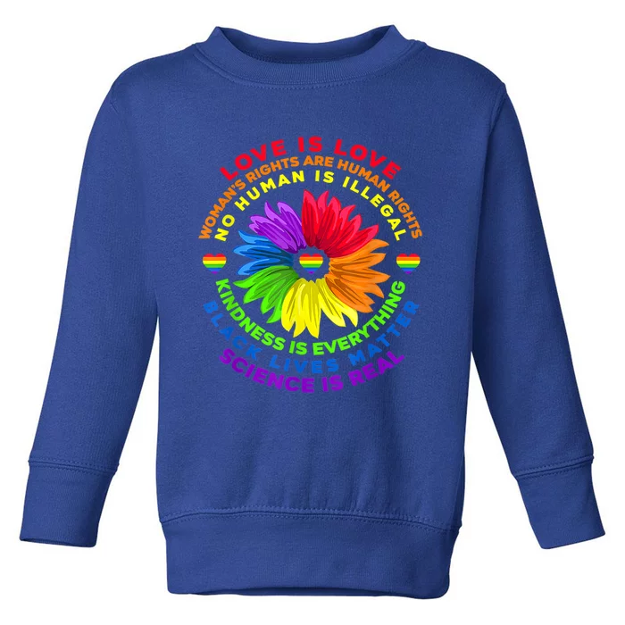 Flower Rainbow Hu Black Lives Rights Science Lgbt Cute Gift Toddler Sweatshirt