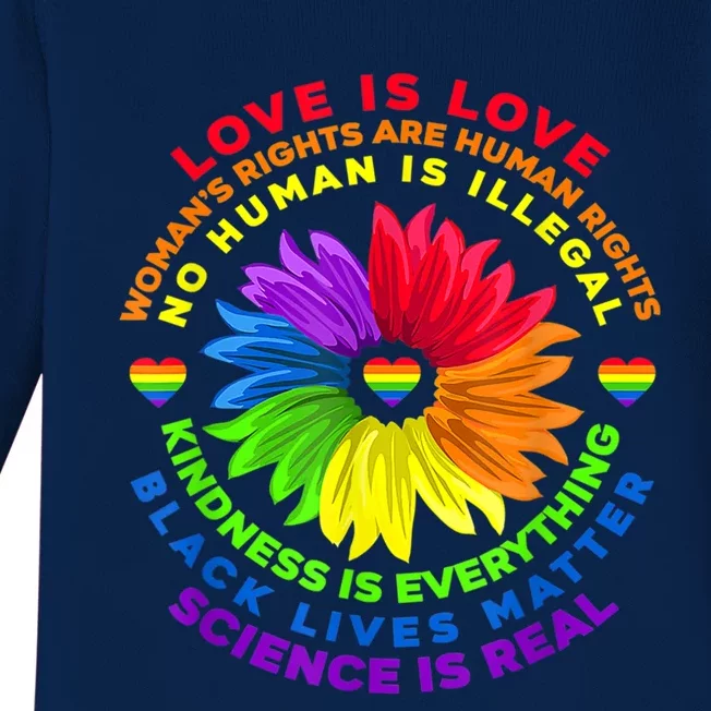 Flower Rainbow Hu Black Lives Rights Science Lgbt Cute Gift Baby Long Sleeve Bodysuit