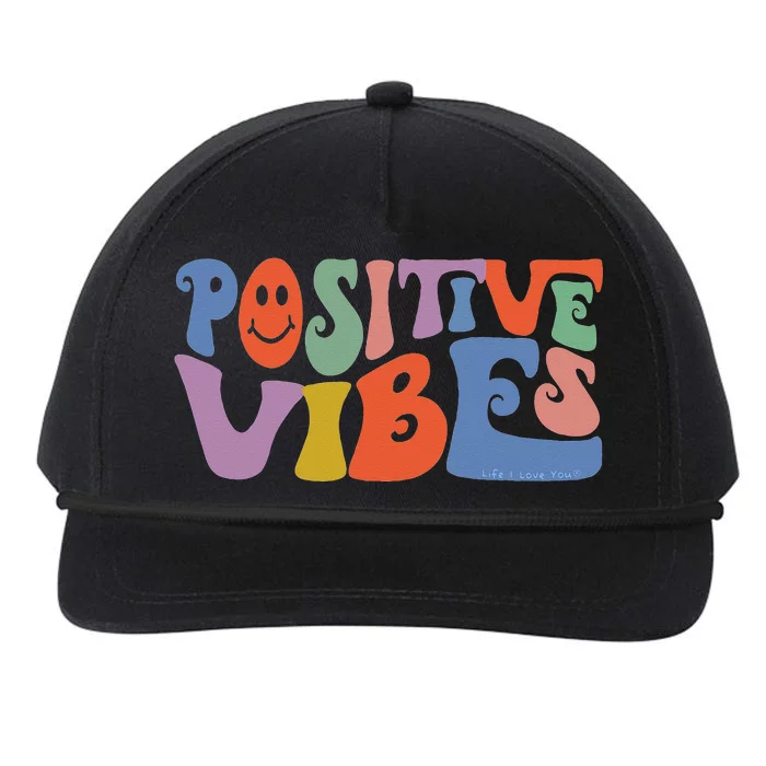 Fun Retro Hippie Inspirational Happy Positive Vibes Snapback Five-Panel Rope Hat