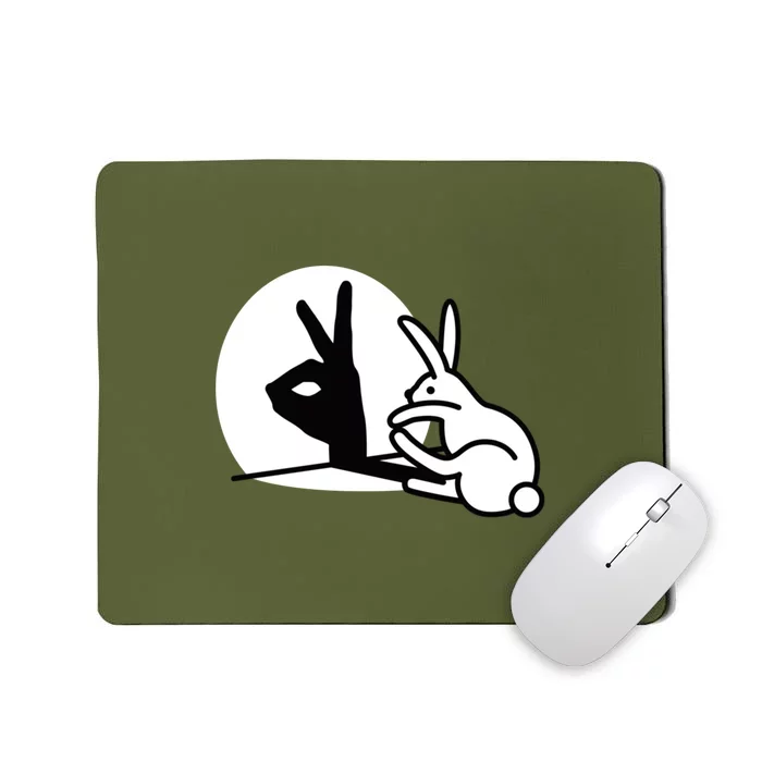 Funny Rabbit Hand Shadow Puppets Humor Pop Art Mousepad