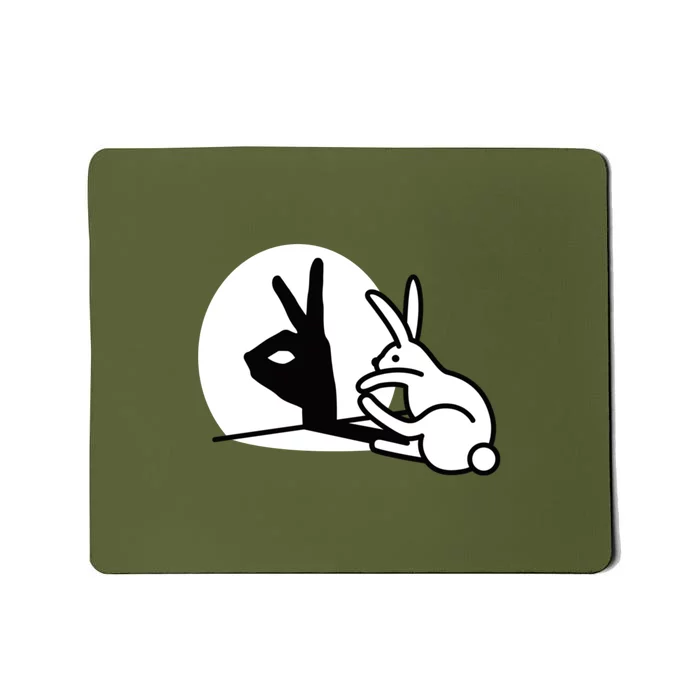 Funny Rabbit Hand Shadow Puppets Humor Pop Art Mousepad