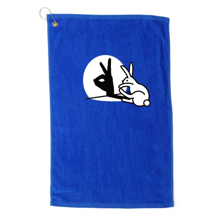 Funny Rabbit Hand Shadow Puppets Humor Pop Art Platinum Collection Golf Towel