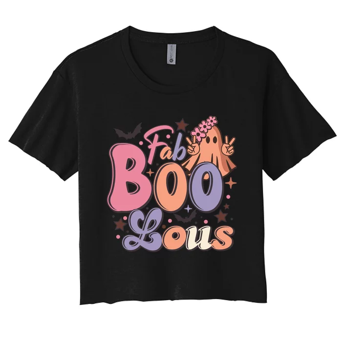 Fabulous Retro Halloween Theme Women's Crop Top Tee