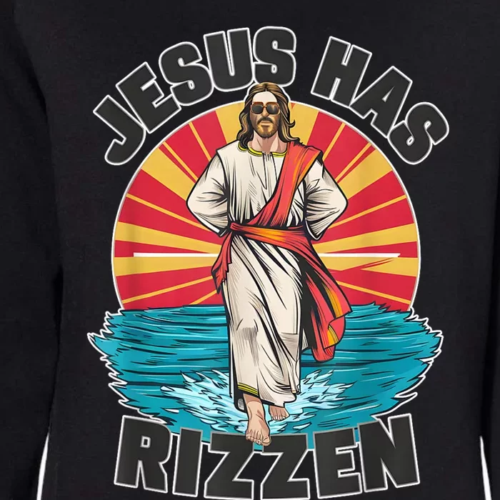 Funny Rizz He Is Rizzin Jesus High Five Easter Bunny Womens California Wash Sweatshirt