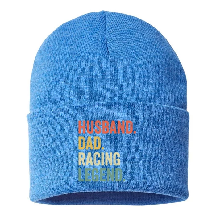 Funny Racer Husband Dad Racing Legend Vintage Meaningful Gift Sustainable Knit Beanie