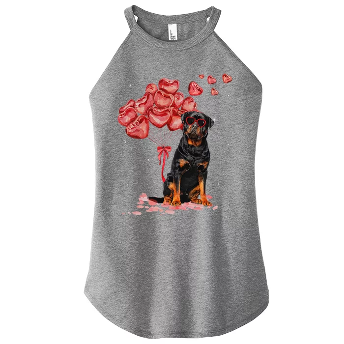 Funny Rottweiler Heart Valentines Day Dog Dad Mom Gift Women’s Perfect Tri Rocker Tank