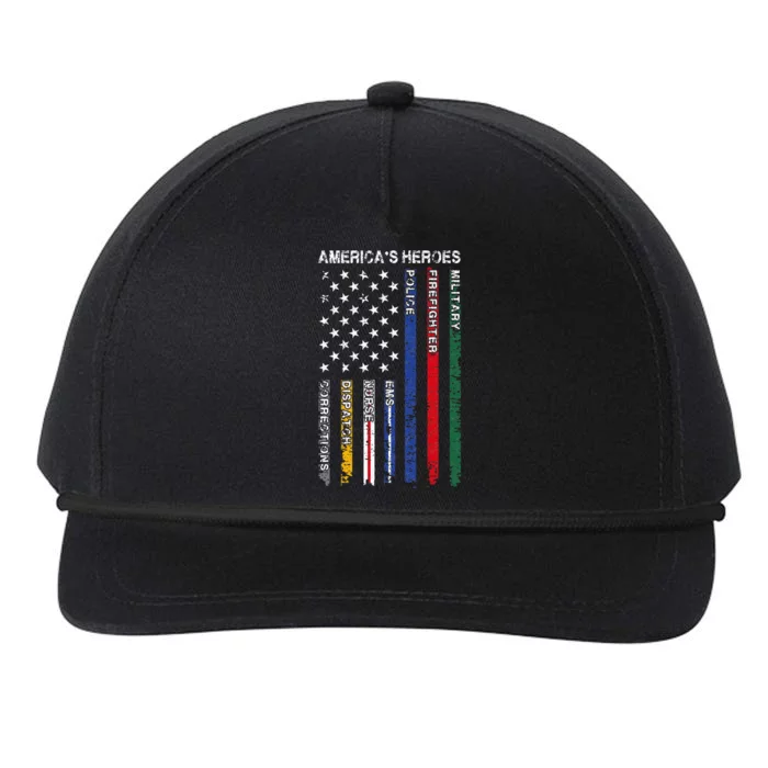 First Responders Hero Flag Nurse EMS Police Fire Snapback Five-Panel Rope Hat