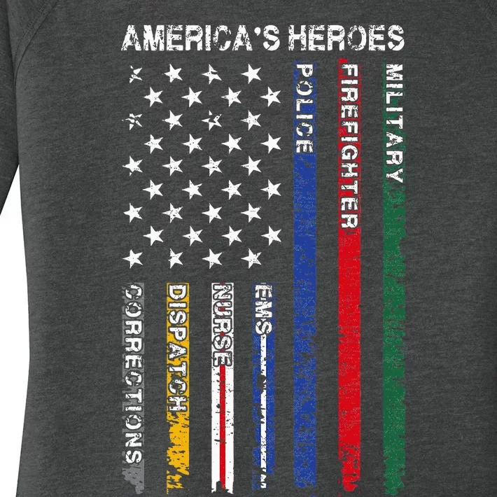 First Responders Hero Flag Nurse EMS Police Fire Women's Perfect Tri Tunic Long Sleeve Shirt