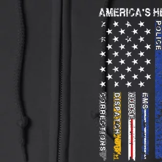 First Responders Hero Flag Nurse EMS Police Fire Full Zip Hoodie