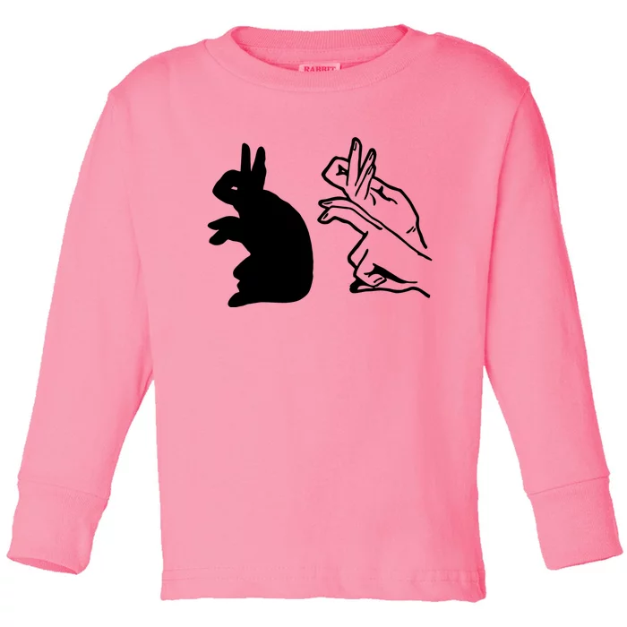 Funny Rabbit Hand Shadow Puppets Bunny Figure Pop Art Toddler Long Sleeve Shirt