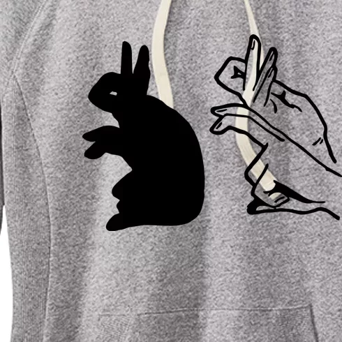 Funny Rabbit Hand Shadow Puppets Bunny Figure Pop Art Women's Fleece Hoodie