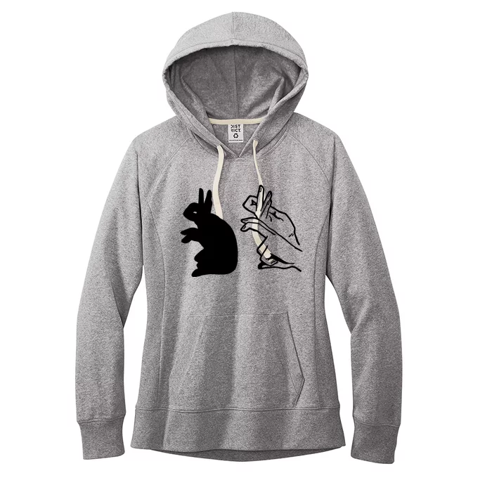 Funny Rabbit Hand Shadow Puppets Bunny Figure Pop Art Women's Fleece Hoodie