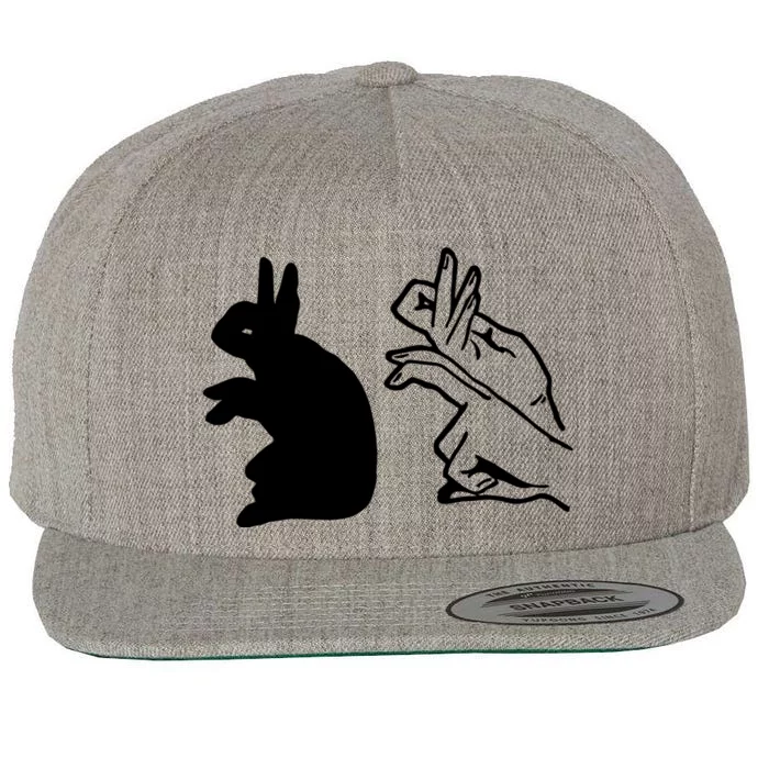 Funny Rabbit Hand Shadow Puppets Bunny Figure Pop Art Wool Snapback Cap