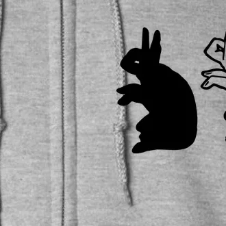 Funny Rabbit Hand Shadow Puppets Bunny Figure Pop Art Full Zip Hoodie