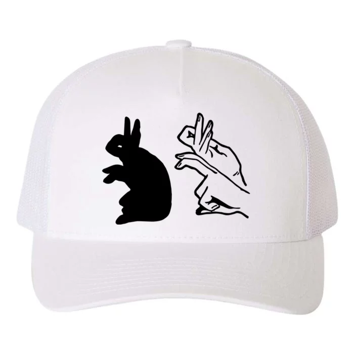 Funny Rabbit Hand Shadow Puppets Bunny Figure Pop Art Yupoong Adult 5-Panel Trucker Hat