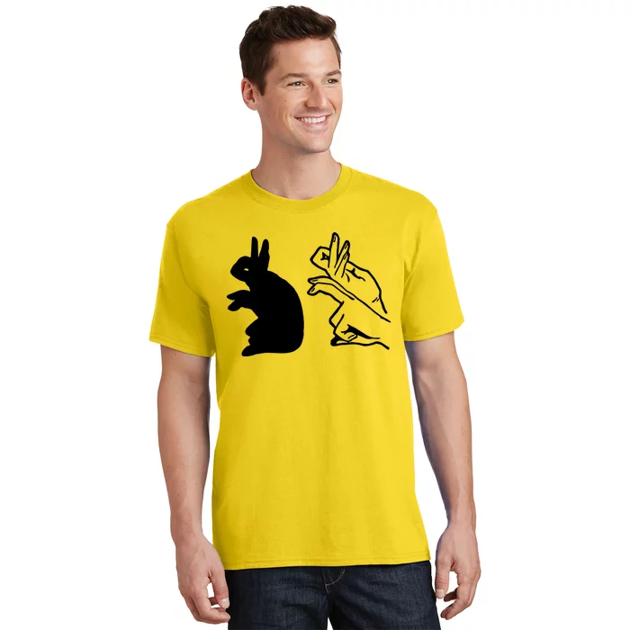 Funny Rabbit Hand Shadow Puppets Bunny Figure Pop Art T-Shirt