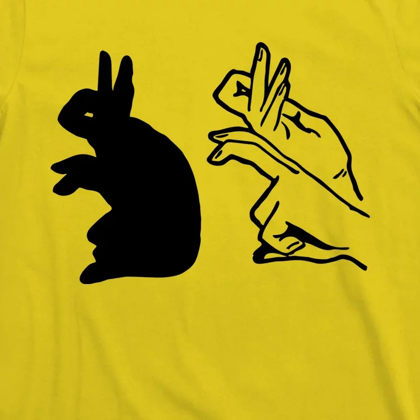 Funny Rabbit Hand Shadow Puppets Bunny Figure Pop Art T-Shirt