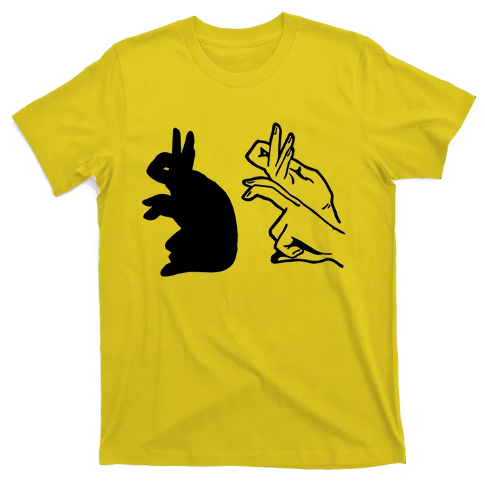 Funny Rabbit Hand Shadow Puppets Bunny Figure Pop Art T-Shirt