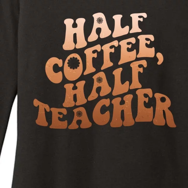 Funny Retro Half Coffee Half Teacher Womens CVC Long Sleeve Shirt