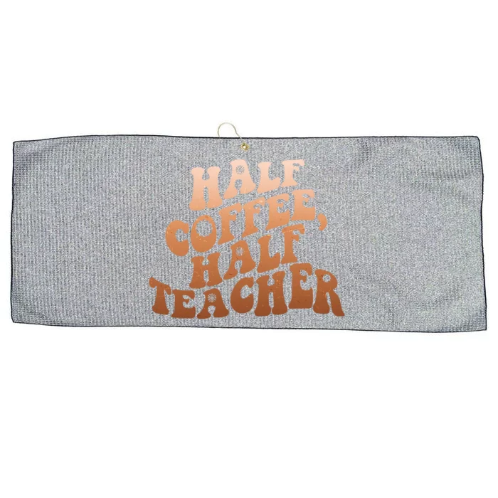 Funny Retro Half Coffee Half Teacher Large Microfiber Waffle Golf Towel