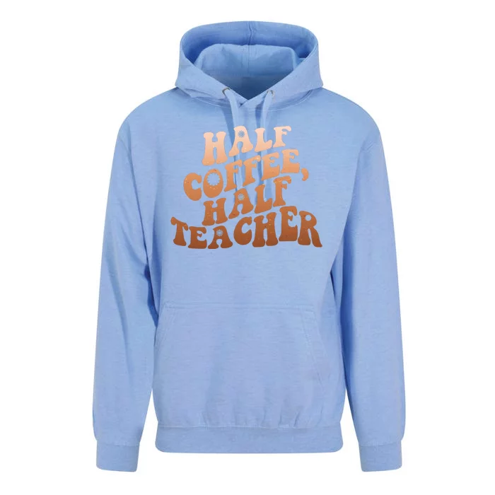 Funny Retro Half Coffee Half Teacher Unisex Surf Hoodie