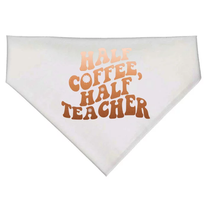 Funny Retro Half Coffee Half Teacher USA-Made Doggie Bandana