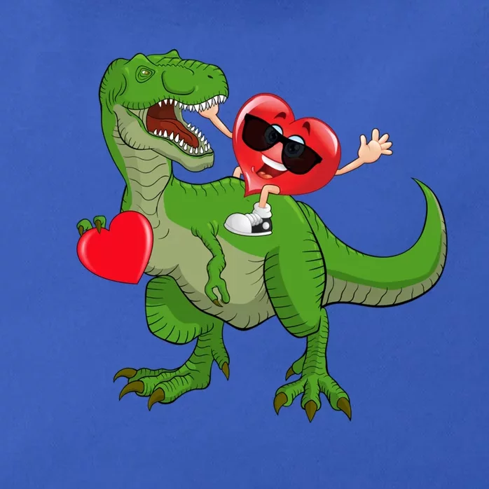 Funny Red Heart Riding T Rex Dinosaur Happy Valentine's Day Cool Gift Zip Tote Bag