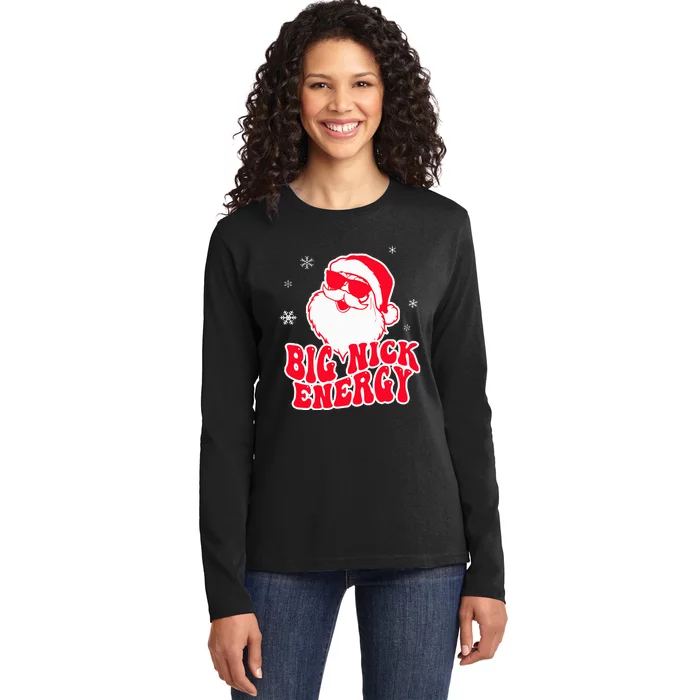 Festive Reindeer Holiday Cheerful Design Ladies Long Sleeve Shirt