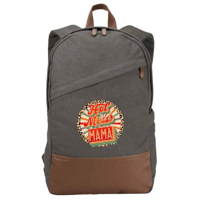 Funny Retro Hot Mess Mama Meaningful Gift Funny Vintage Hot Mess Mom Gift Cotton Canvas Backpack