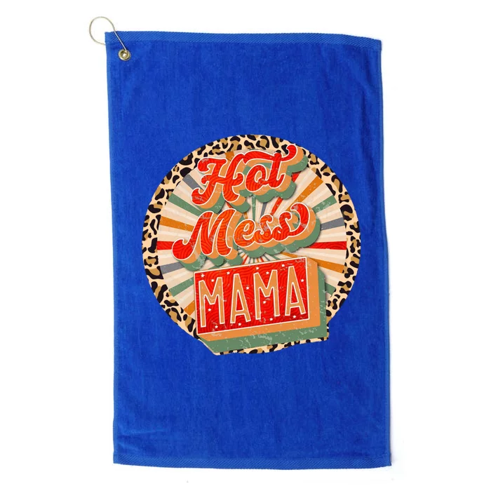 Funny Retro Hot Mess Mama Meaningful Gift Funny Vintage Hot Mess Mom Gift Platinum Collection Golf Towel