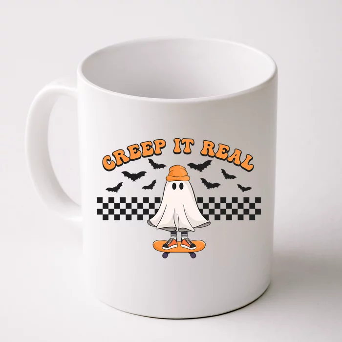 Funny Retro Halloween Creep It Real Vintage Ghost Halloween Meaningful Gift Front & Back Coffee Mug