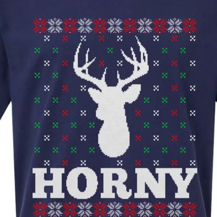 Funny Reindeer Horny Ugly Christmas Gift Xmas Gift Sueded Cloud Jersey T-Shirt