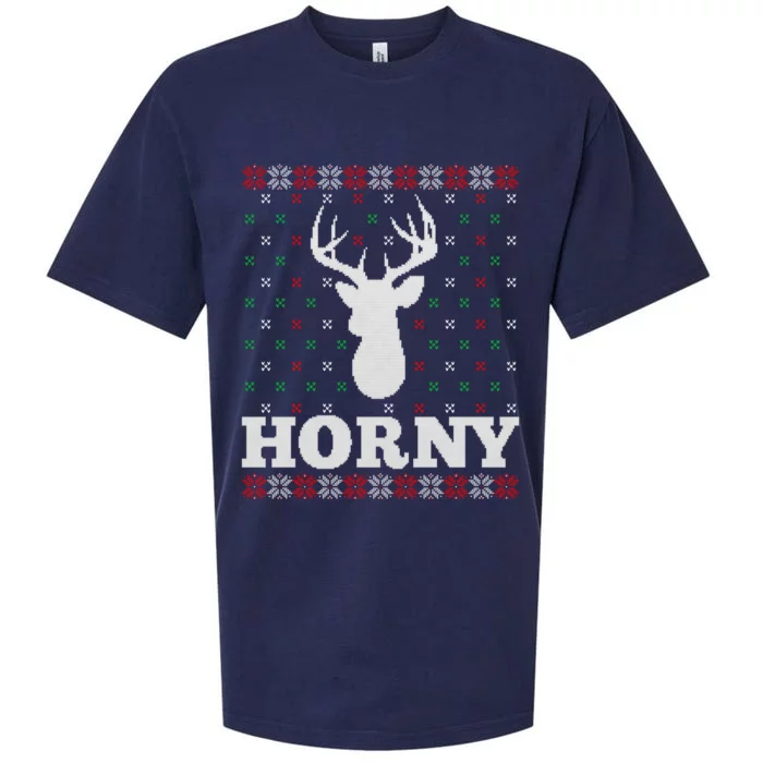 Funny Reindeer Horny Ugly Christmas Gift Xmas Gift Sueded Cloud Jersey T-Shirt