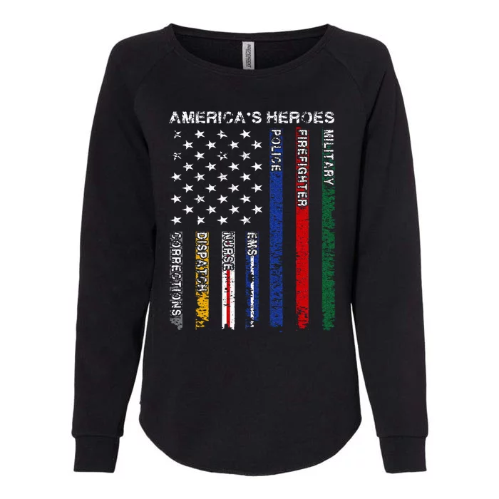 First Responders Hero Flag Nurse EMS Police Fire Military Womens California Wash Sweatshirt