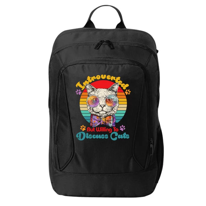 Funny Retro Hippy Hipster Glasses Cat Introverted But Willing To Discuss Cats City Backpack