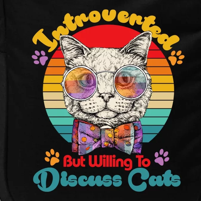 Funny Retro Hippy Hipster Glasses Cat Introverted But Willing To Discuss Cats Impact Tech Backpack