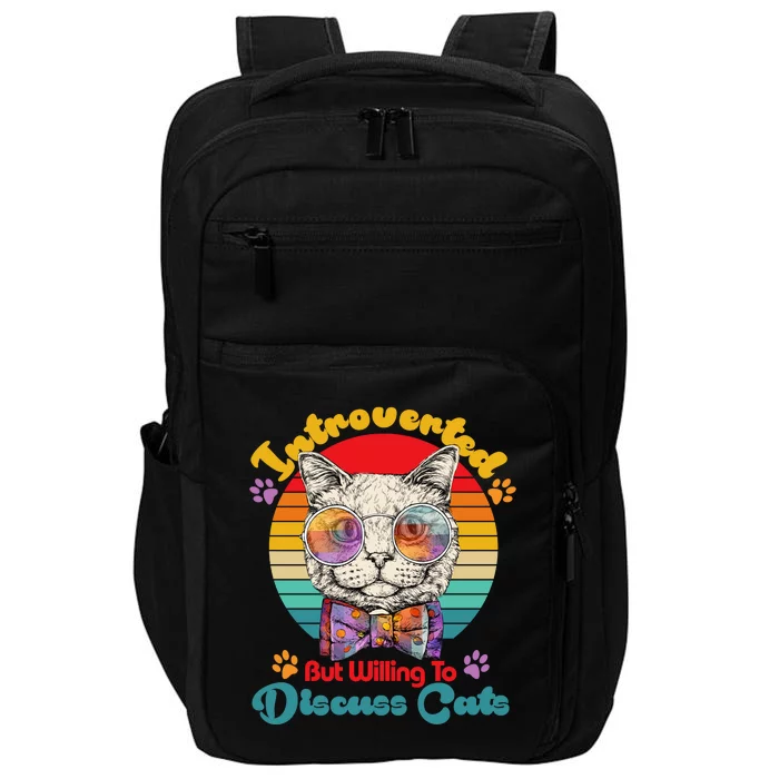 Funny Retro Hippy Hipster Glasses Cat Introverted But Willing To Discuss Cats Impact Tech Backpack