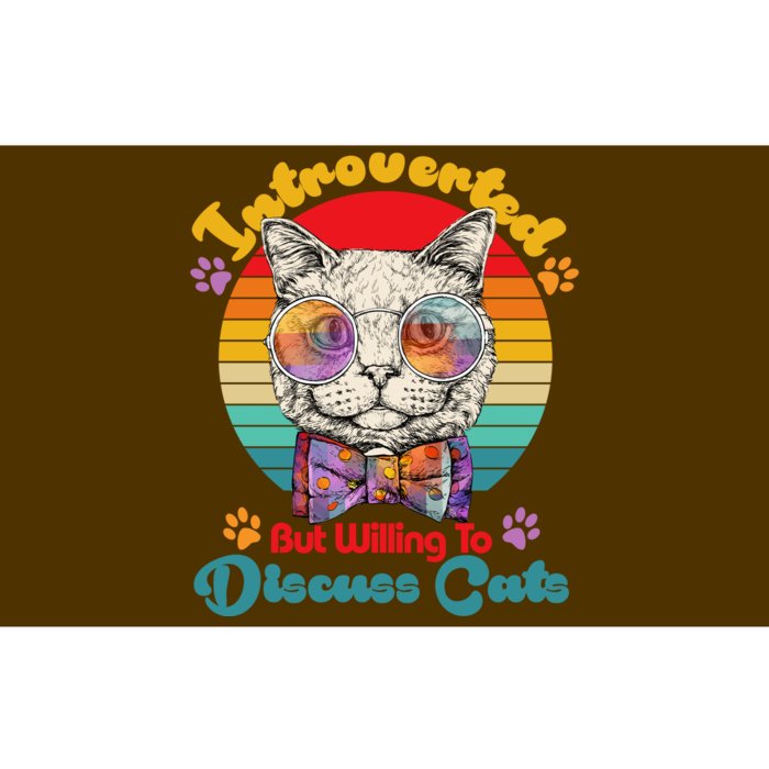 Funny Retro Hippy Hipster Glasses Cat Introverted But Willing To Discuss Cats Bumper Sticker