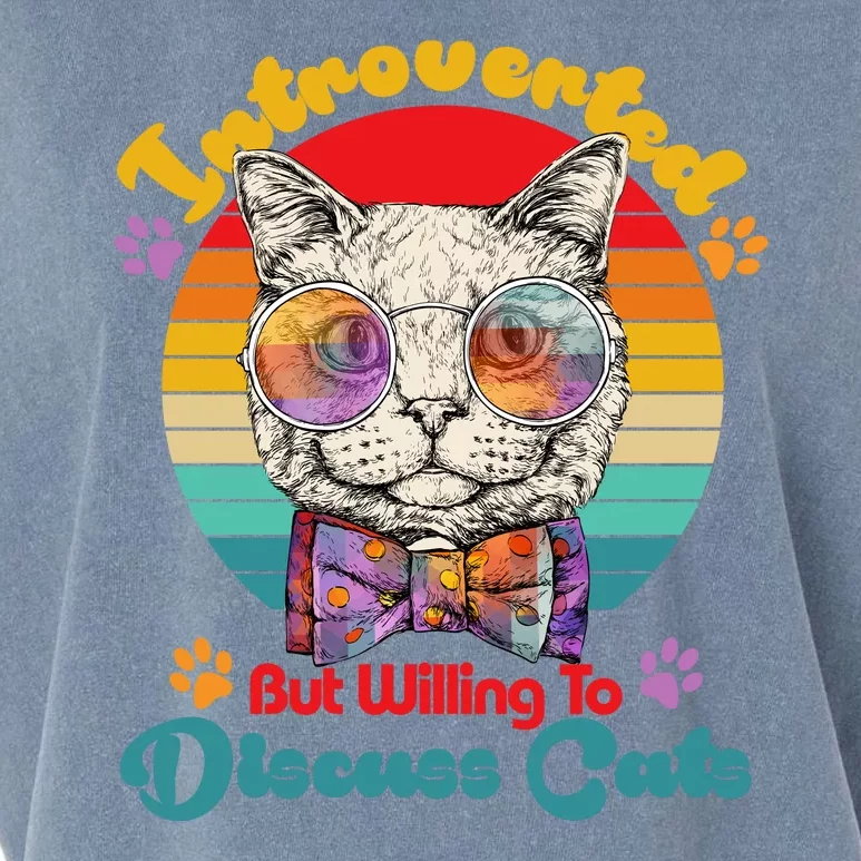 Funny Retro Hippy Hipster Glasses Cat Introverted But Willing To Discuss Cats Garment-Dyed Women's Muscle Tee