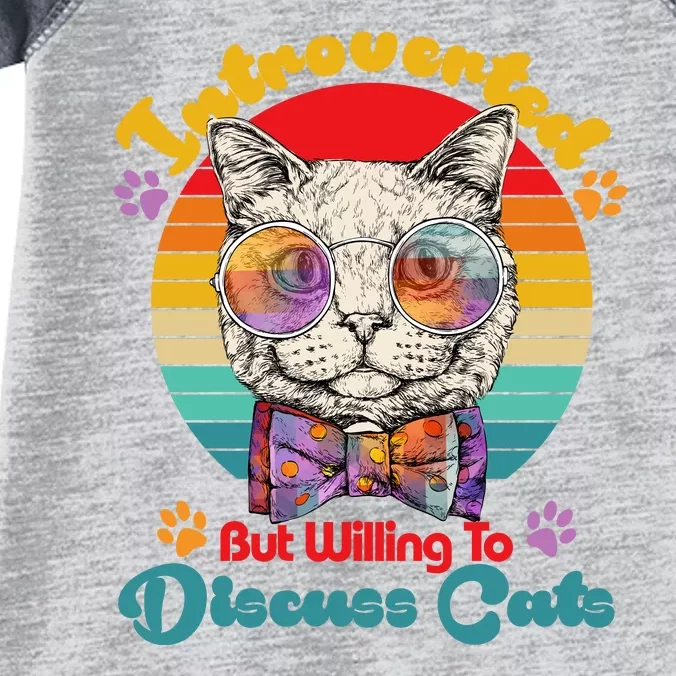 Funny Retro Hippy Hipster Glasses Cat Introverted But Willing To Discuss Cats Infant Baby Jersey Bodysuit