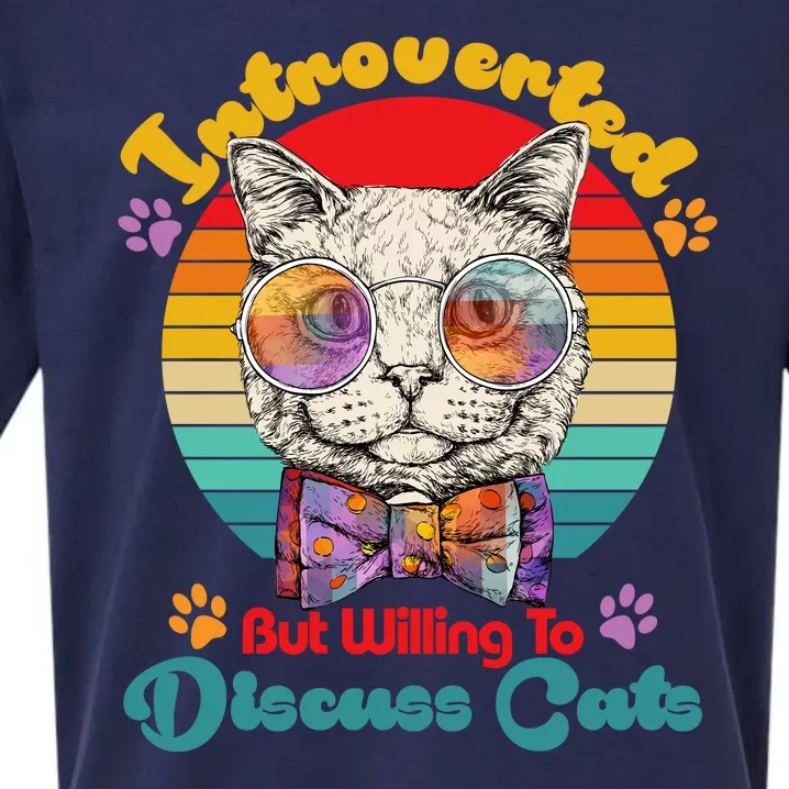 Funny Retro Hippy Hipster Glasses Cat Introverted But Willing To Discuss Cats Sueded Cloud Jersey T-Shirt