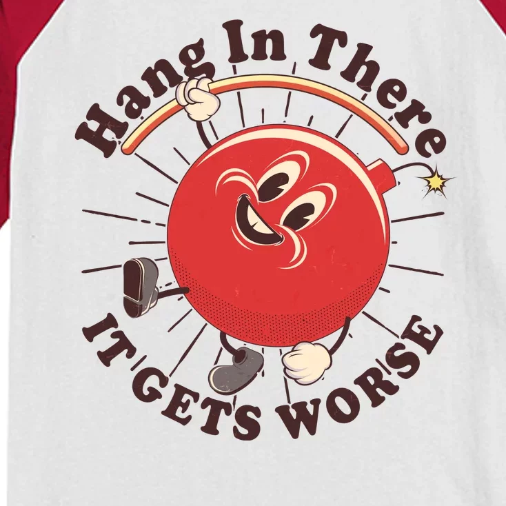 Funny Retro Hang In There It Gets Worse Kids Colorblock Raglan Jersey