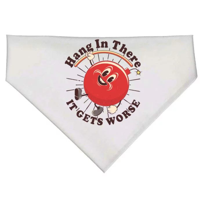 Funny Retro Hang In There It Gets Worse USA-Made Doggie Bandana