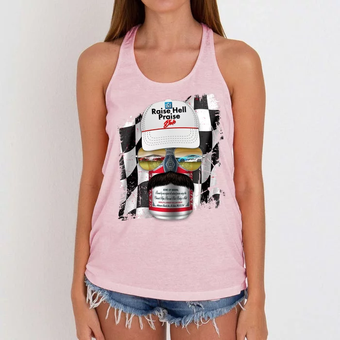 Funny Raise Hell Praise Dale Beer Can Women's Knotted Racerback Tank