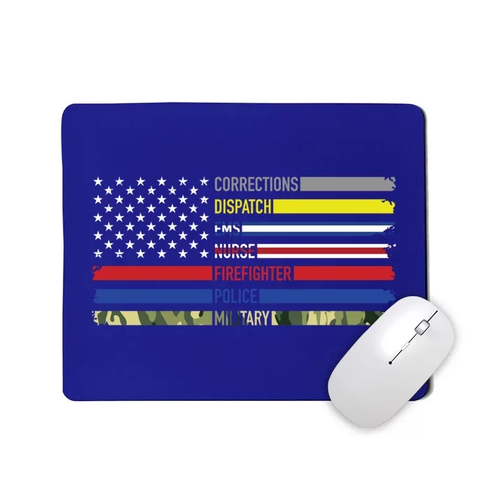 First Responders Hero Flag Nurse Ems Police Fire Military Gift Mousepad