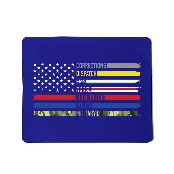 First Responders Hero Flag Nurse Ems Police Fire Military Gift Mousepad