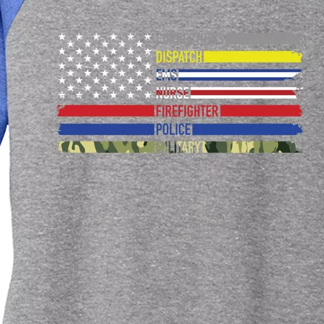 First Responders Hero Flag Nurse Ems Police Fire Military Gift Women's Tri-Blend 3/4-Sleeve Raglan Shirt