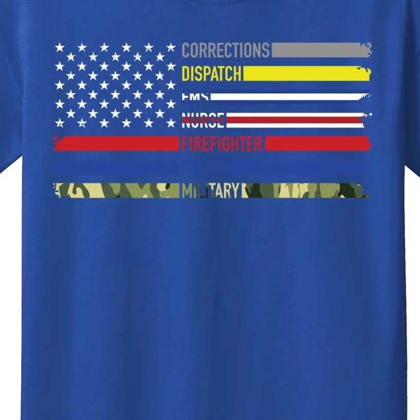 First Responders Hero Flag Nurse Ems Police Fire Military Gift Kids T-Shirt