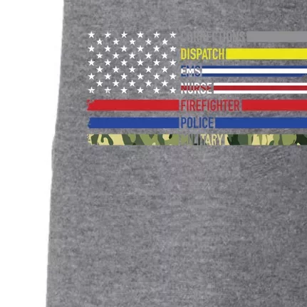 First Responders Hero Flag Nurse Ems Police Fire Military Gift Doggie 3-End Fleece Hoodie