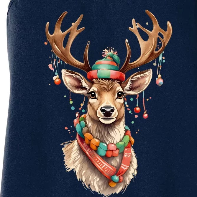 Festive Reindeer Holiday Women's Racerback Tank